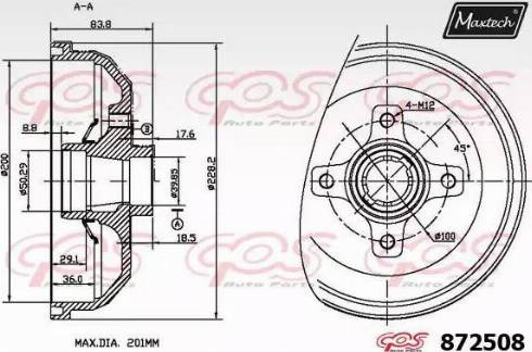 Maxtech 872508.0000 - Tambour de frein cwaw.fr