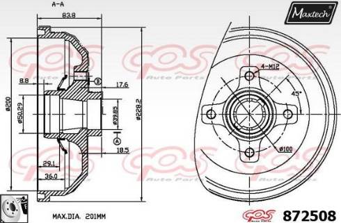 Maxtech 872508.0080 - Tambour de frein cwaw.fr