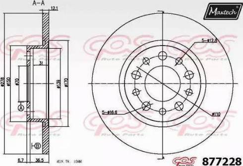 Maxtech 877228.0000 - Disque de frein cwaw.fr