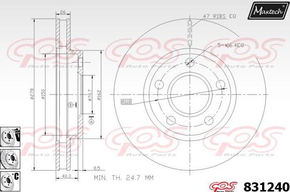 Maxtech 70180371 - Joint d'étanchéité, piston d'étrier de frein cwaw.fr