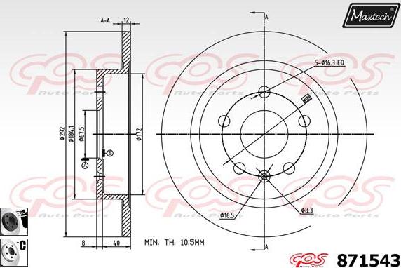 Maxtech 71810054 - Boulon de guidage, étrier de frein cwaw.fr