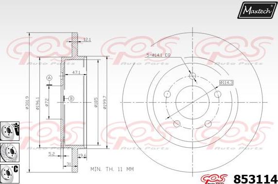 Maxtech 865271 - Disque de frein cwaw.fr