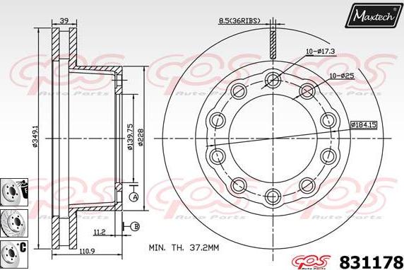 Maxtech 811232 - Disque de frein cwaw.fr