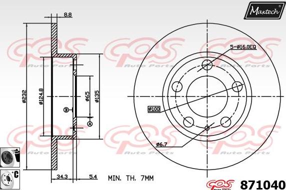 Maxtech 72718008 - Élément d'ajustage, Étrier de frein de stationnement cwaw.fr