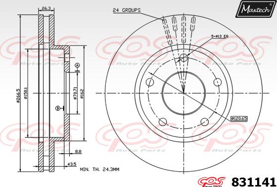 Maxtech 72718003 - Élément d'ajustage, Étrier de frein de stationnement cwaw.fr