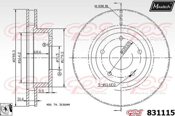 Maxtech 72718024 - Élément d'ajustage, Étrier de frein de stationnement cwaw.fr