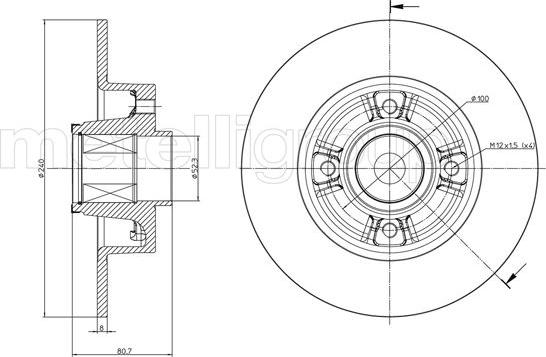 Metelli 23-0722 - Disque de frein cwaw.fr