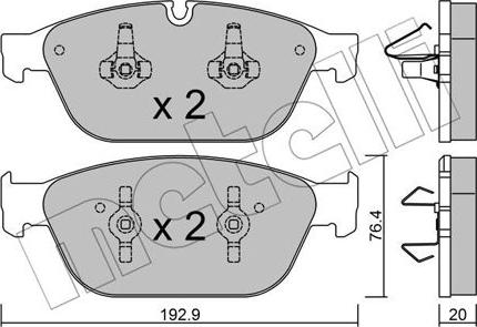 Metelli 22-0954-0 - Kit de plaquettes de frein, frein à disque cwaw.fr