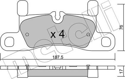 Metelli 22-0958-3 - Kit de plaquettes de frein, frein à disque cwaw.fr