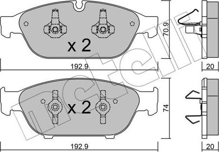 Metelli 22-0953-0 - Kit de plaquettes de frein, frein à disque cwaw.fr