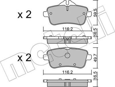 Metelli 22-0968-3 - Kit de plaquettes de frein, frein à disque cwaw.fr