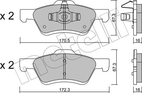 Metelli 22-0906-0 - Kit de plaquettes de frein, frein à disque cwaw.fr