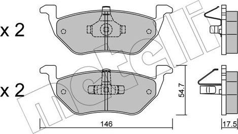 Metelli 22-0907-0 - Kit de plaquettes de frein, frein à disque cwaw.fr