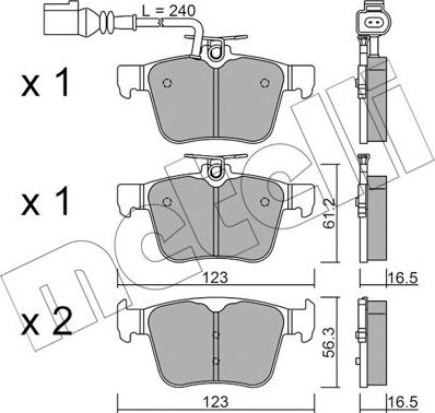 Metelli 22-0981-1 - Kit de plaquettes de frein, frein à disque cwaw.fr