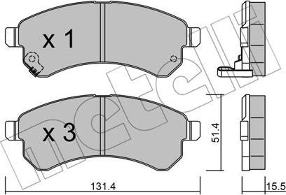 Metelli 22-0931-0 - Kit de plaquettes de frein, frein à disque cwaw.fr