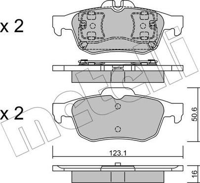 Metelli 22-0974-0 - Kit de plaquettes de frein, frein à disque cwaw.fr