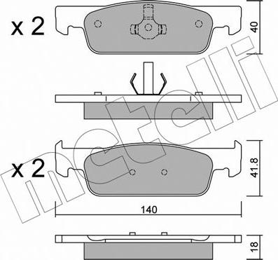 Metelli 22-0975-3 - Kit de plaquettes de frein, frein à disque cwaw.fr