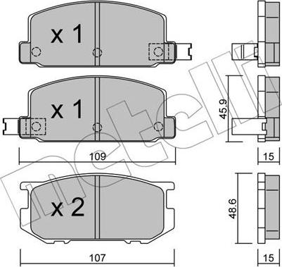 Metelli 22-0498-0 - Kit de plaquettes de frein, frein à disque cwaw.fr