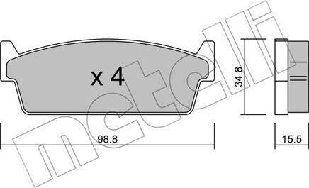 Metelli 22-0493-0 - Kit de plaquettes de frein, frein à disque cwaw.fr