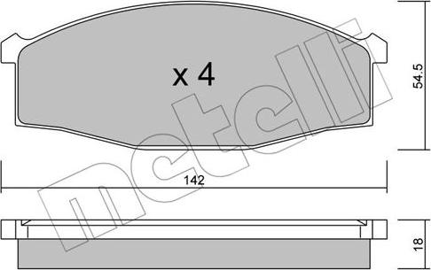 Metelli 22-0497-0 - Kit de plaquettes de frein, frein à disque cwaw.fr