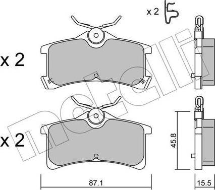 Metelli 22-0449-0 - Kit de plaquettes de frein, frein à disque cwaw.fr