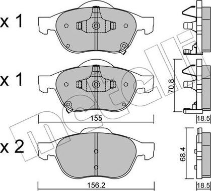 Metelli 22-0448-0 - Kit de plaquettes de frein, frein à disque cwaw.fr