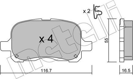 Metelli 22-0442-0 - Kit de plaquettes de frein, frein à disque cwaw.fr