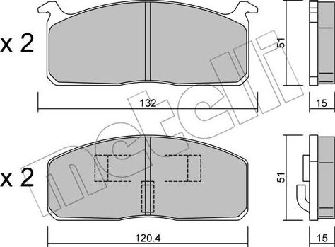 Metelli 22-0457-0 - Kit de plaquettes de frein, frein à disque cwaw.fr