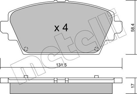 Metelli 22-0464-0 - Kit de plaquettes de frein, frein à disque cwaw.fr