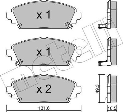 Metelli 22-0463-0 - Kit de plaquettes de frein, frein à disque cwaw.fr