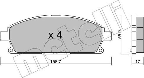 Metelli 22-0406-0 - Kit de plaquettes de frein, frein à disque cwaw.fr