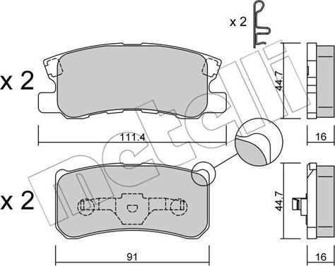 Metelli 22-0400-1 - Kit de plaquettes de frein, frein à disque cwaw.fr