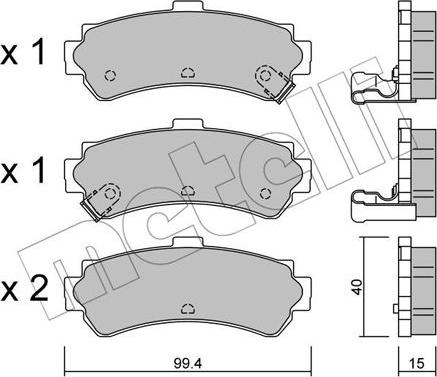 Metelli 22-0403-0 - Kit de plaquettes de frein, frein à disque cwaw.fr