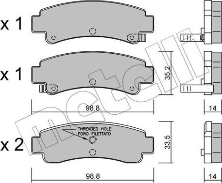 Metelli 22-0402-0 - Kit de plaquettes de frein, frein à disque cwaw.fr