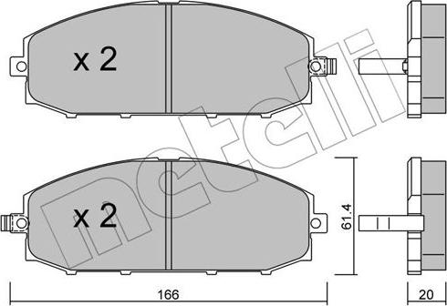 Metelli 22-0407-0 - Kit de plaquettes de frein, frein à disque cwaw.fr