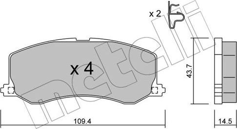 Metelli 22-0417-0 - Kit de plaquettes de frein, frein à disque cwaw.fr