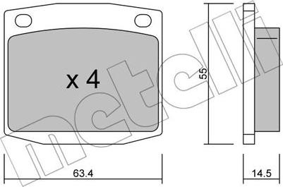 Metelli 22-0486-0 - Kit de plaquettes de frein, frein à disque cwaw.fr