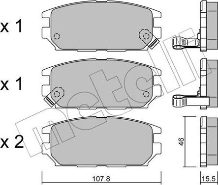 Metelli 22-0483-0 - Kit de plaquettes de frein, frein à disque cwaw.fr