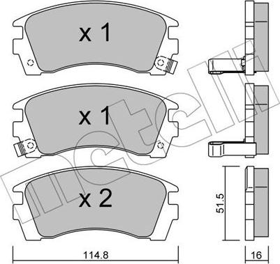 Metelli 22-0487-0 - Kit de plaquettes de frein, frein à disque cwaw.fr