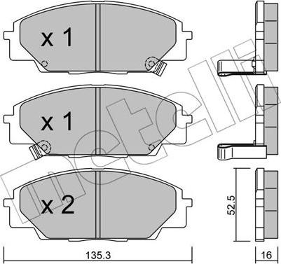 Metelli 22-0435-0 - Kit de plaquettes de frein, frein à disque cwaw.fr