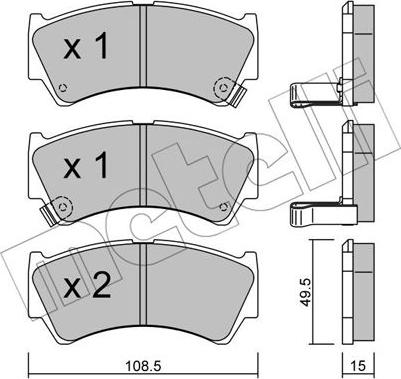 Metelli 22-0436-0 - Kit de plaquettes de frein, frein à disque cwaw.fr