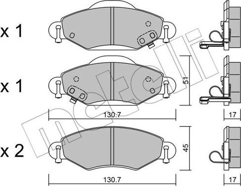 Metelli 22-0421-0 - Kit de plaquettes de frein, frein à disque cwaw.fr