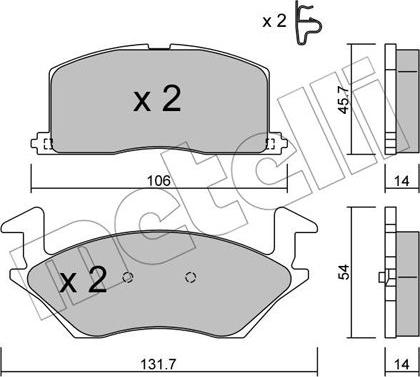 Metelli 22-0422-0 - Kit de plaquettes de frein, frein à disque cwaw.fr