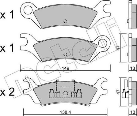 Metelli 22-0470-0 - Kit de plaquettes de frein, frein à disque cwaw.fr