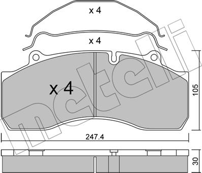 Metelli 22-0594-0 - Kit de plaquettes de frein, frein à disque cwaw.fr