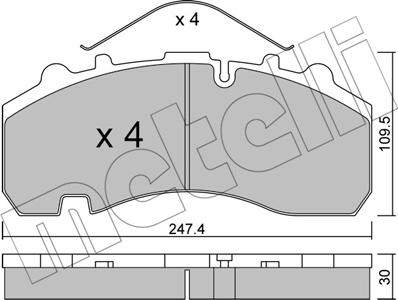 Metelli 22-0596-0 - Kit de plaquettes de frein, frein à disque cwaw.fr