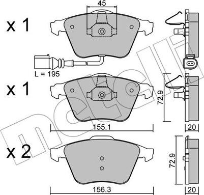 Metelli 22-0549-4 - Kit de plaquettes de frein, frein à disque cwaw.fr