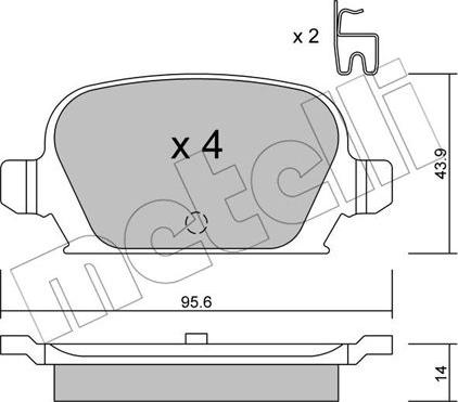 Metelli 22-0541-0 - Kit de plaquettes de frein, frein à disque cwaw.fr