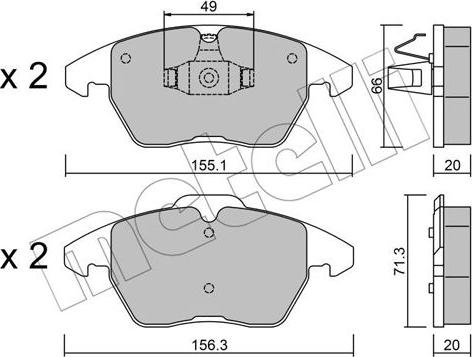 Metelli 22-0548-2 - Kit de plaquettes de frein, frein à disque cwaw.fr