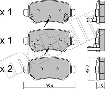 Metelli 22-0542-2 - Kit de plaquettes de frein, frein à disque cwaw.fr